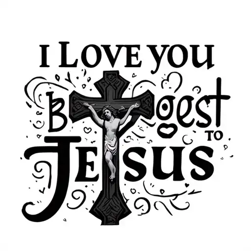 I love you biggest to Jesus with crosses  tattoo design idea