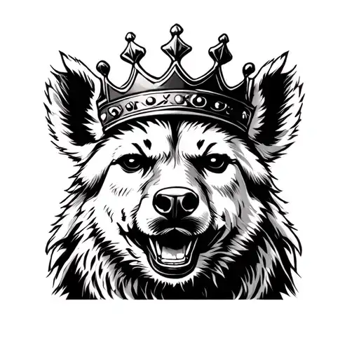 "Black kings Crown" smiling hyena tattoo design idea