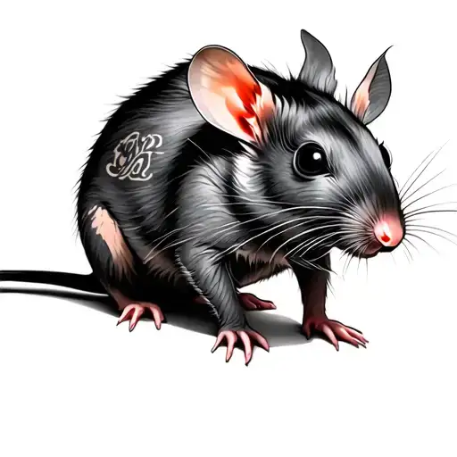 tattooed rat squating tattoo design idea