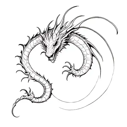 Fine Line Dragon tattoo design idea