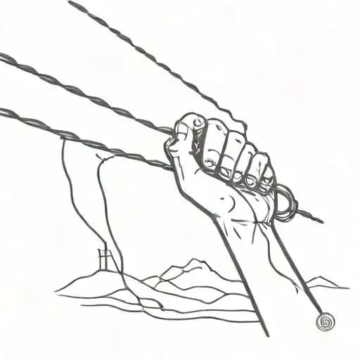 hand lifting up power lines tattoo design idea