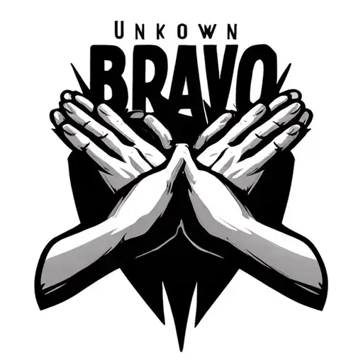 "Unknown Bravo" clapping hands. Similar to the emoji 👏 please make look like clapping not praying tattoo design idea