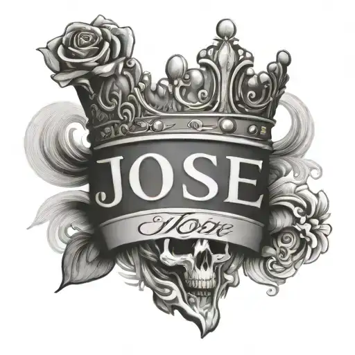name jose with crown tattoo design idea