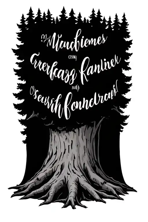 clear list of names incorporated into the trunk of a tree design. make it manly but meaningful tattoo design idea