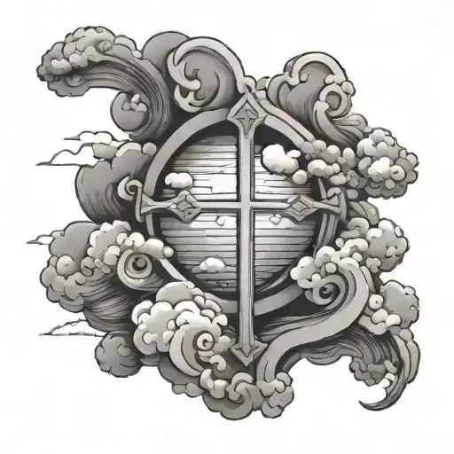 cross clouds surrounding tattoo design idea