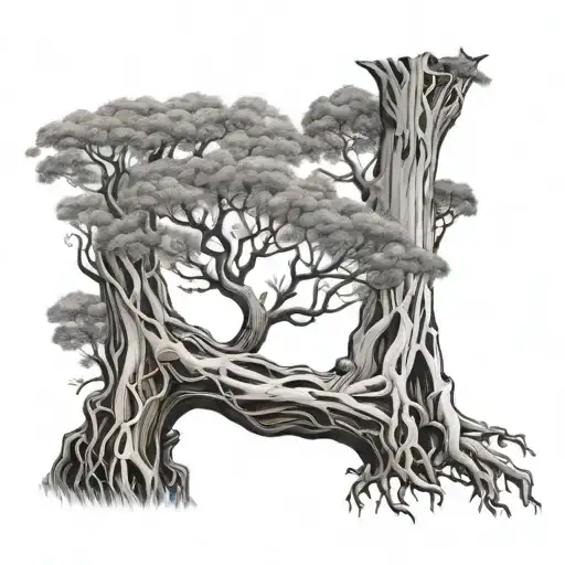 boab tree with dna roots tattoo design idea