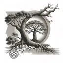 boab tree with dna roots tattoo design idea