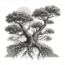 boab tree with dna roots tattoo design idea