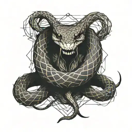 a snake wrapped with barbed wire tattoo design idea