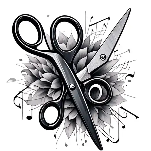 Scissors and a musical note tattoo design idea