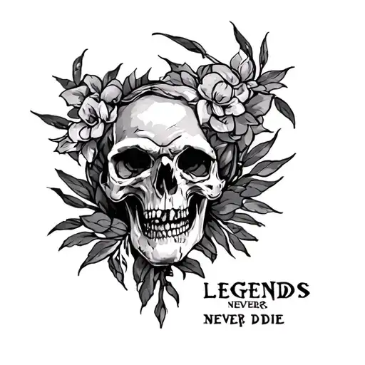 Legends Never Die tattoo design idea