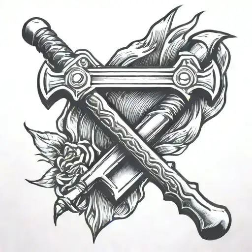 2 claw hammers crossed tattoo design idea