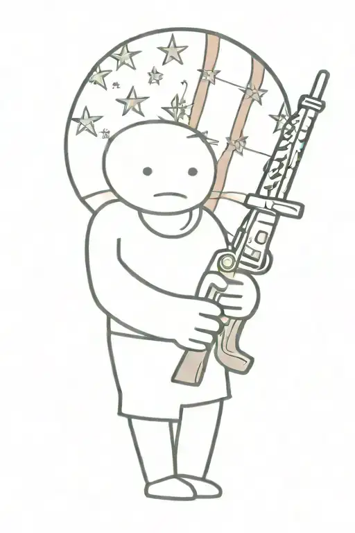 guns american flag waving tattoo design idea