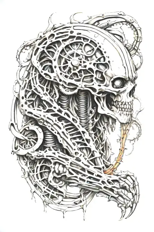 biomechanical twisting hr giger bioorganic tattoo design idea