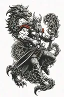 thor fighting fenrir viking tattoo design idea