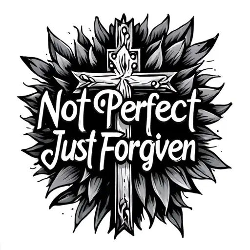 "Not Perfect Just Forgiven" cross tattoo design idea