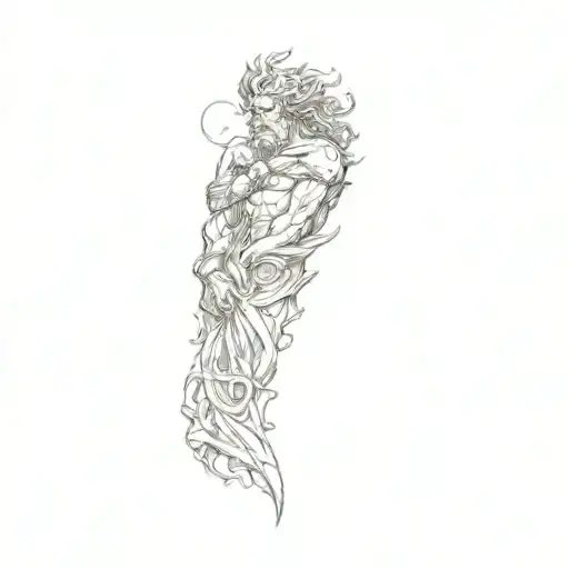 poseidon god tattoo design idea