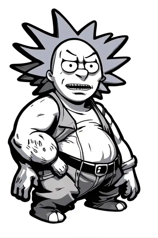 Rick and Morty, Peter Griffin, courage the cowardly dog, Huey Boondocks, Mario, Roger the alien, asura wrath, Red pokemo tattoo design idea