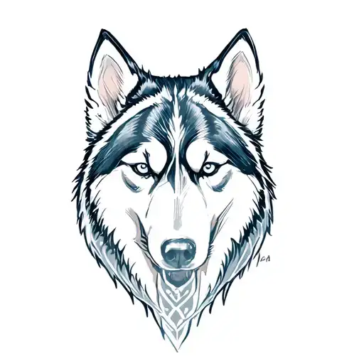 "ANIMA" HUSKY HEAD tattoo design idea