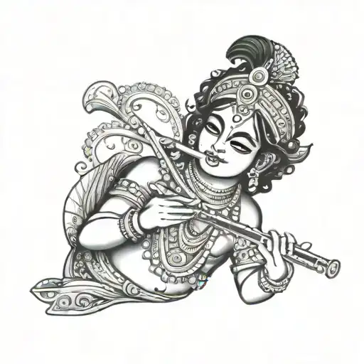 Krishna playing the flute tattoo design idea