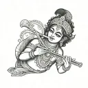 Krishna playing the flute tattoo design idea