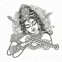 Krishna playing the flute tattoo design idea