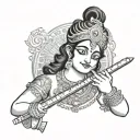 Krishna playing the flute tattoo design idea