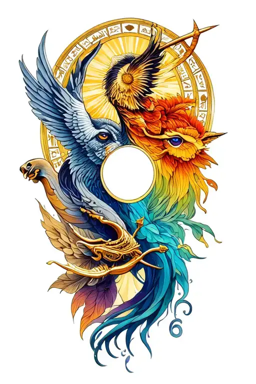 Sagittarius Gemini Cancer and libra zodiac tattoo combined tattoo design idea