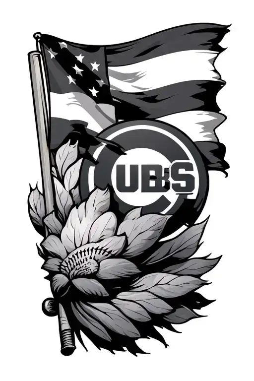 chicago flag with with chicago cubs tattoo design idea