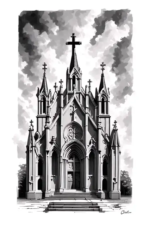 Catholic Church tattoo design idea