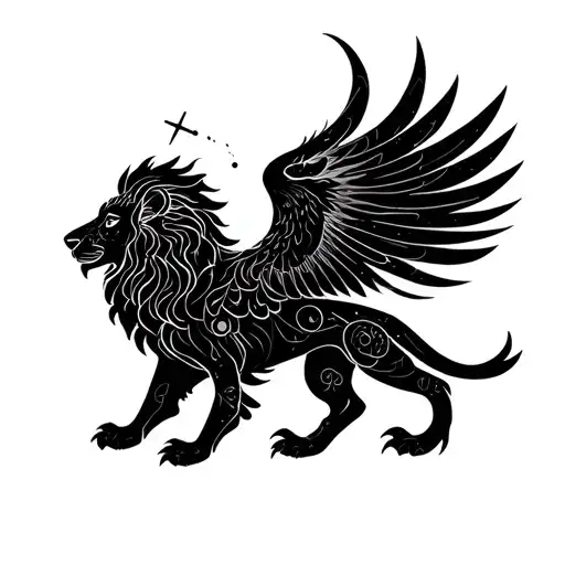 phoenix constellation lion aries libra zodiac sign tattoo design idea