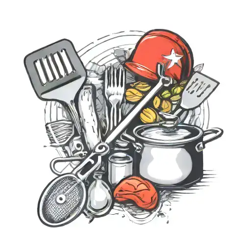 minimalist kitchen tools  soviet union logo incorporated tattoo design idea