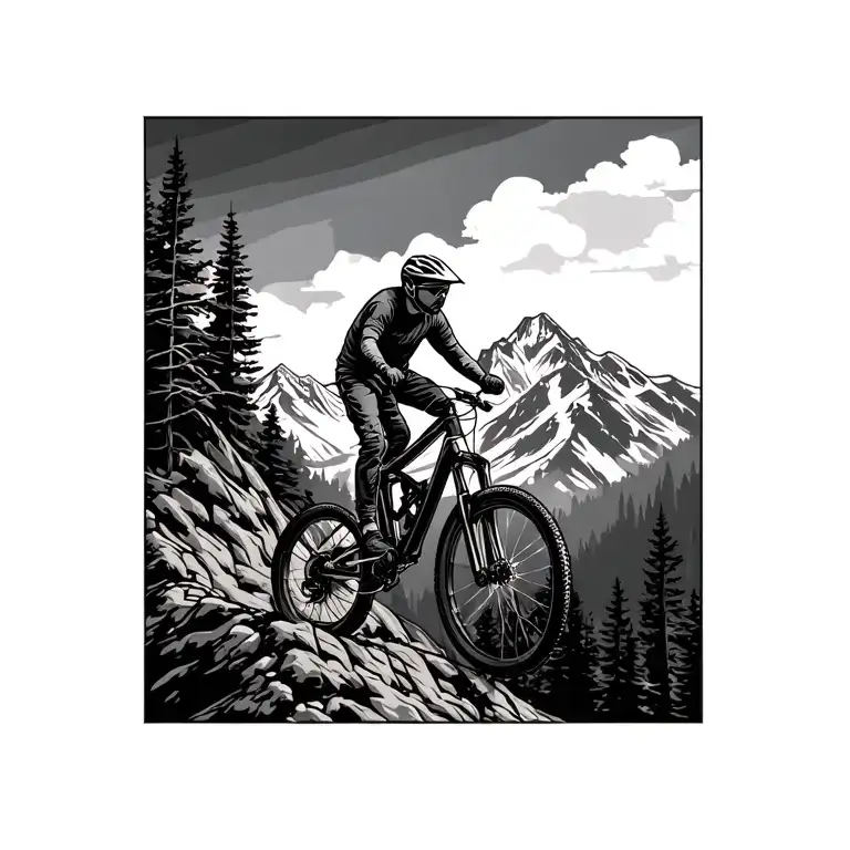 bike climbing mountain tattoo design idea