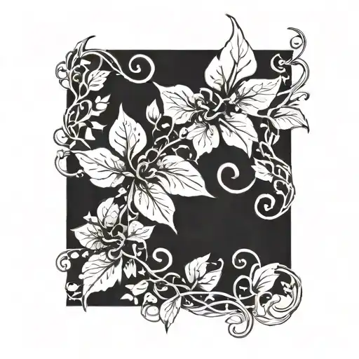 long vine with flowers forming tattoo design idea
