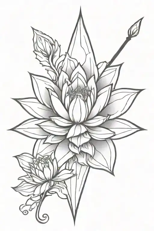 spear lotus murughan Hindu mythology tattoo design idea