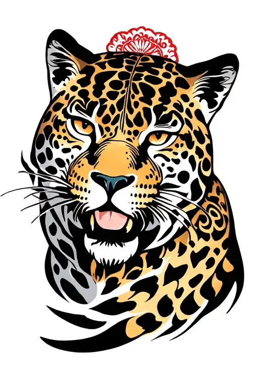 mexican jaguar face tattoo design idea