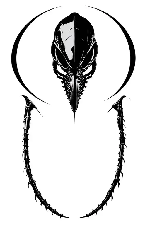 Xenomorph in circle tattoo design idea