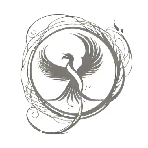 Enso circle and phoenix rising from a spark of flame tattoo design idea