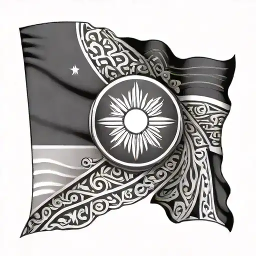 polynesian tribal Philippines flag tattoo design idea
