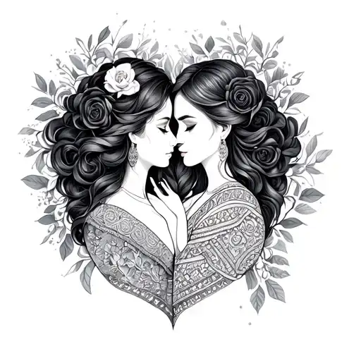 Laila and Penelope intertwined with Love tattoo design idea