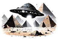 ufo beaming over pyramids of giza in background tattoo design idea