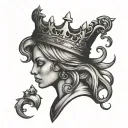 black queen chess piece/queens crown tattoo design idea