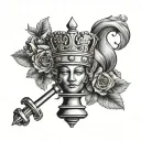 black queen chess piece/queens crown tattoo design idea