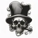 skull cigar smoke tattoo design idea