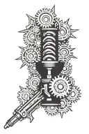 welding torch surrounded by gears tattoo design idea
