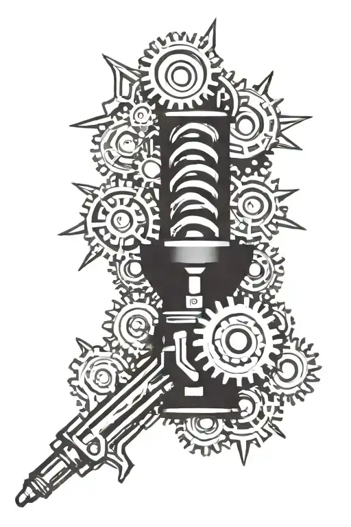 welding torch surrounded by gears tattoo design idea