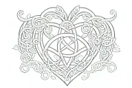 reversed triquetra heart shaped lock intertwined tattoo design idea