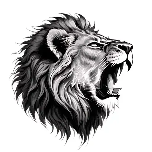 lion roaring tattoo design idea