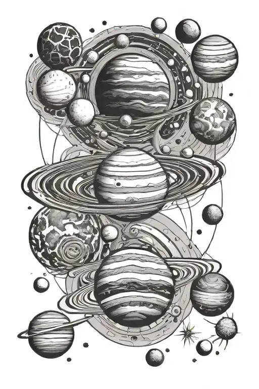 solar system inside tattoo design idea