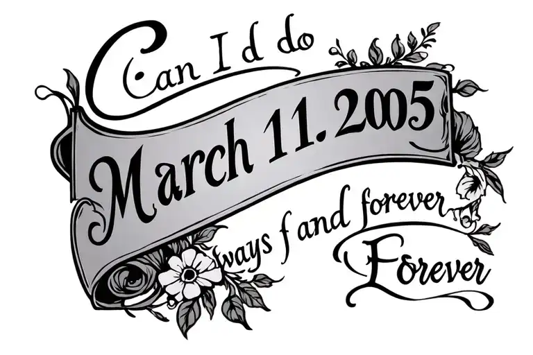 Can I do March 11, 2005 in Roman numerals with always and forever underneath in cursive.  tattoo design idea